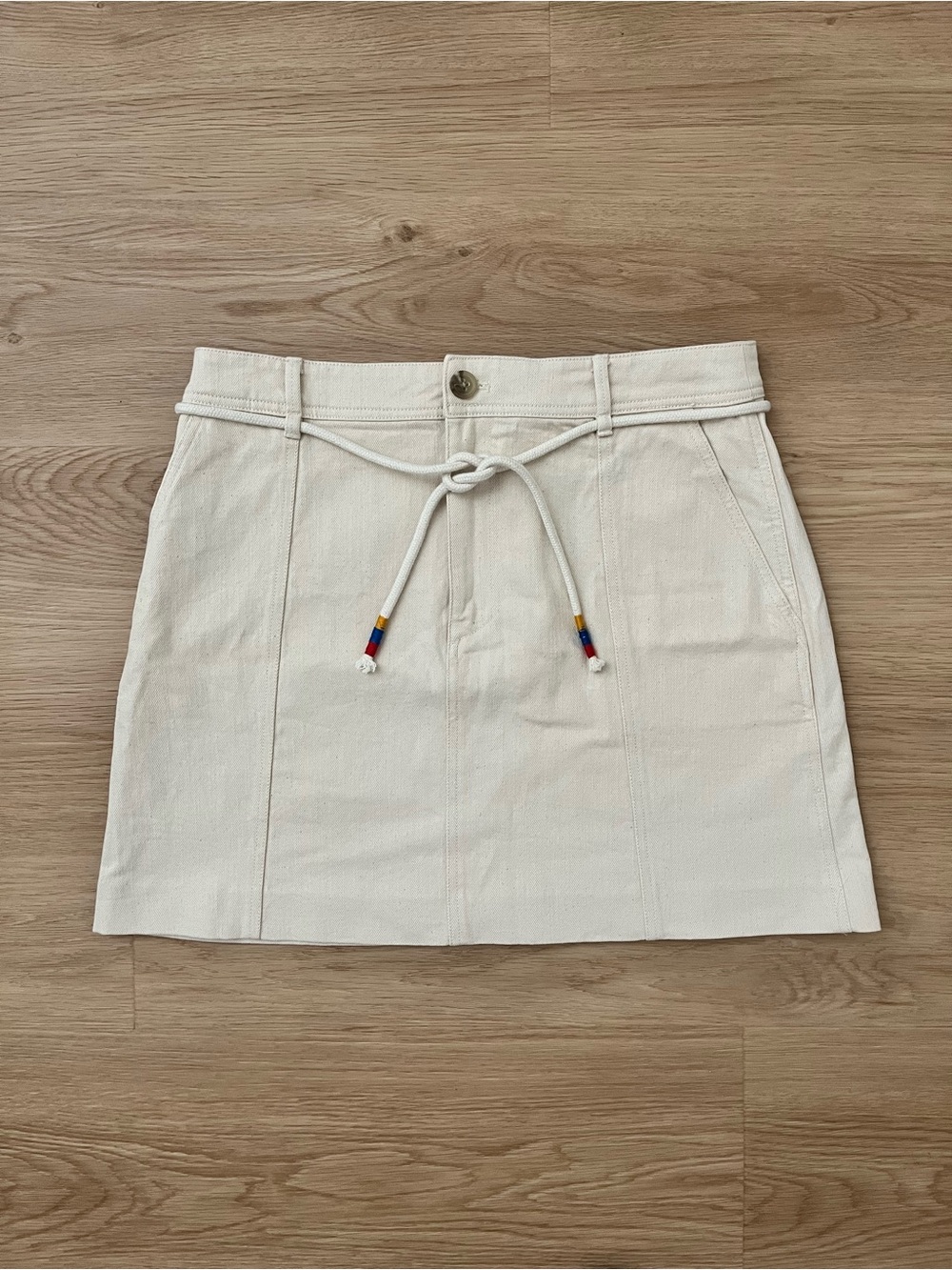 Madewell Cream Drawstring A-Line Mini Skirt